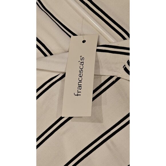 NEW! Francesca's Emory Park Striped V-neck Collared Short Sleeve Cuffed Large - Picture 7 of 8